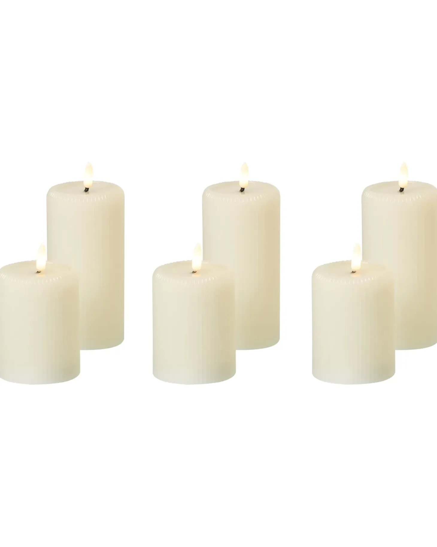 Sæt af 6 LED-stearinlys NOISETTE 10/16 cm Cremehvid
