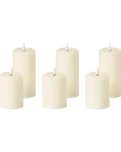 Sæt af 6 LED-stearinlys NOISETTE 10/16 cm Cremehvid