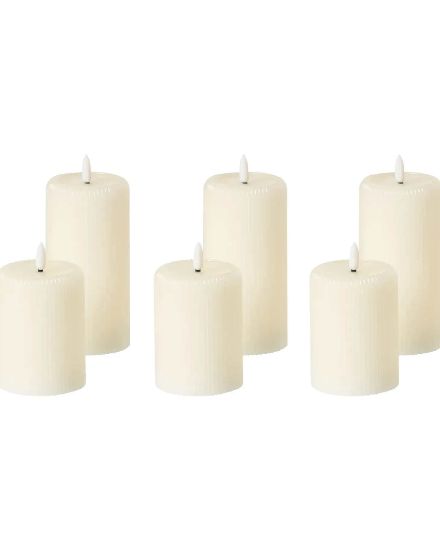 Sæt af 6 LED-stearinlys NOISETTE 10/16 cm Cremehvid