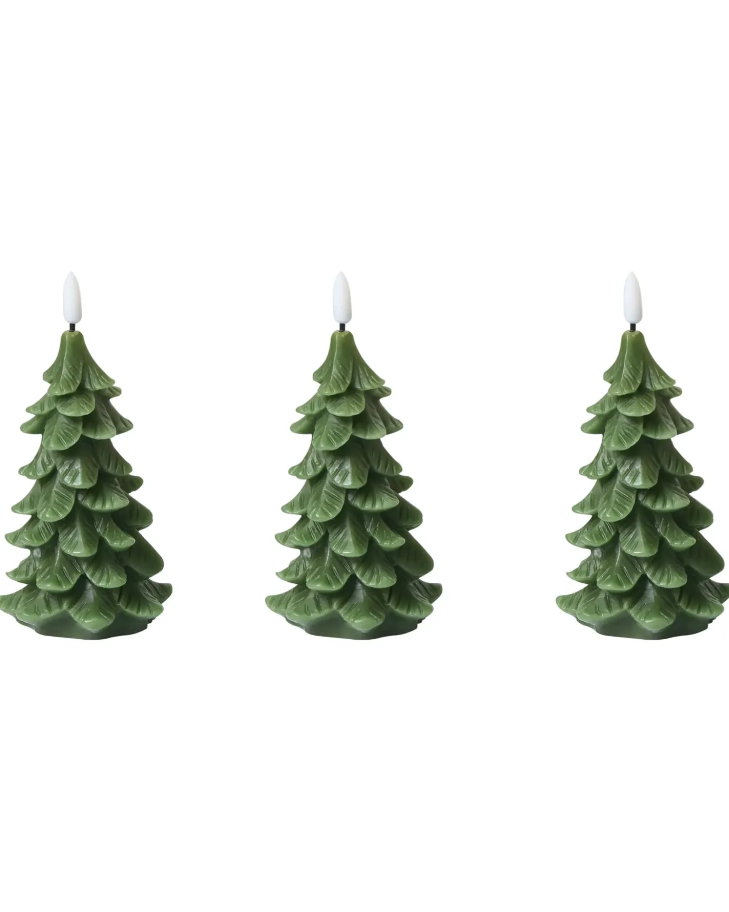Sæt af 3 LED-stearinlys VELOURA Juletræ 16 cm Grøn