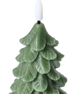 Sæt af 3 LED-stearinlys VELOURA Juletræ 16 cm Grøn