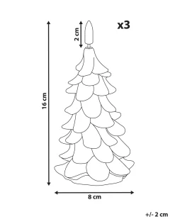 Sæt af 3 LED-stearinlys VELOURA Juletræ 16 cm Grøn