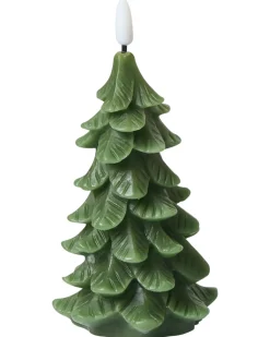 Sæt af 3 LED-stearinlys VELOURA Juletræ 16 cm Grøn