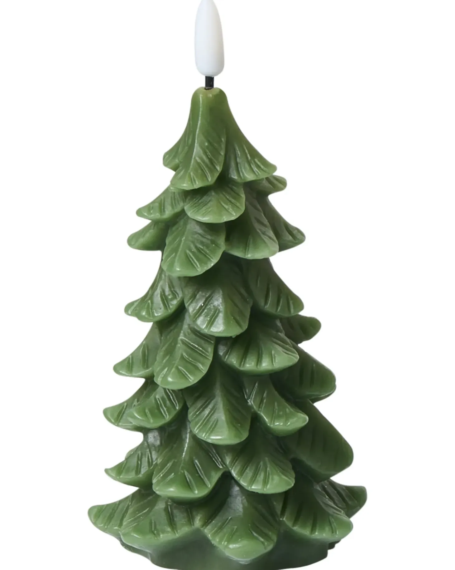 Sæt af 3 LED-stearinlys VELOURA Juletræ 16 cm Grøn