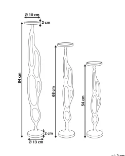Sæt af 3 lysestager BUNI Metal 54/68/84 cm Sort