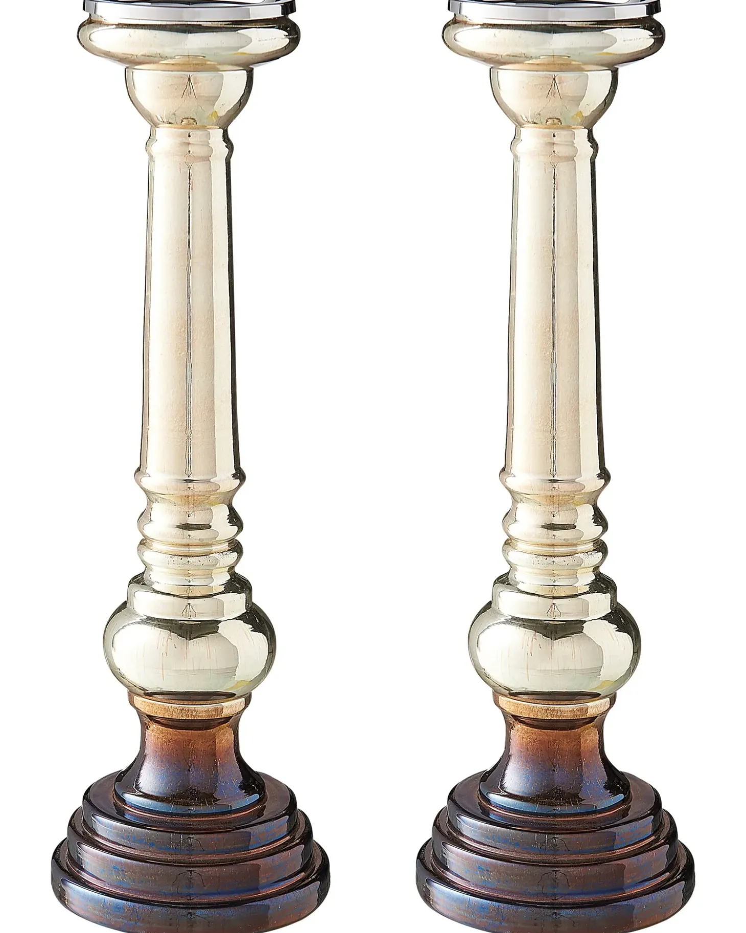 Sæt af 2 lysestager IMARTI Glas 40 cm Guld