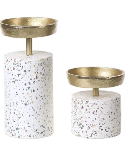 Sæt af 2 lysestager KAENGAN Sten 13/24 cm Guld
