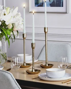 Sæt af 3 lysestager LIWUNG Metal 27/33/38 cm Guld