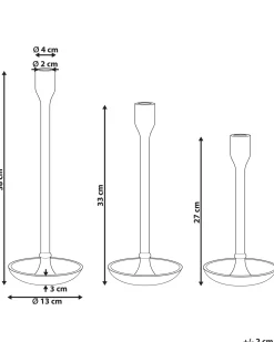 Sæt af 3 lysestager LIWUNG Metal 27/33/38 cm Guld