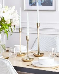 Sæt af 3 lysestager LIWUNG Metal 27/33/38 cm Guld