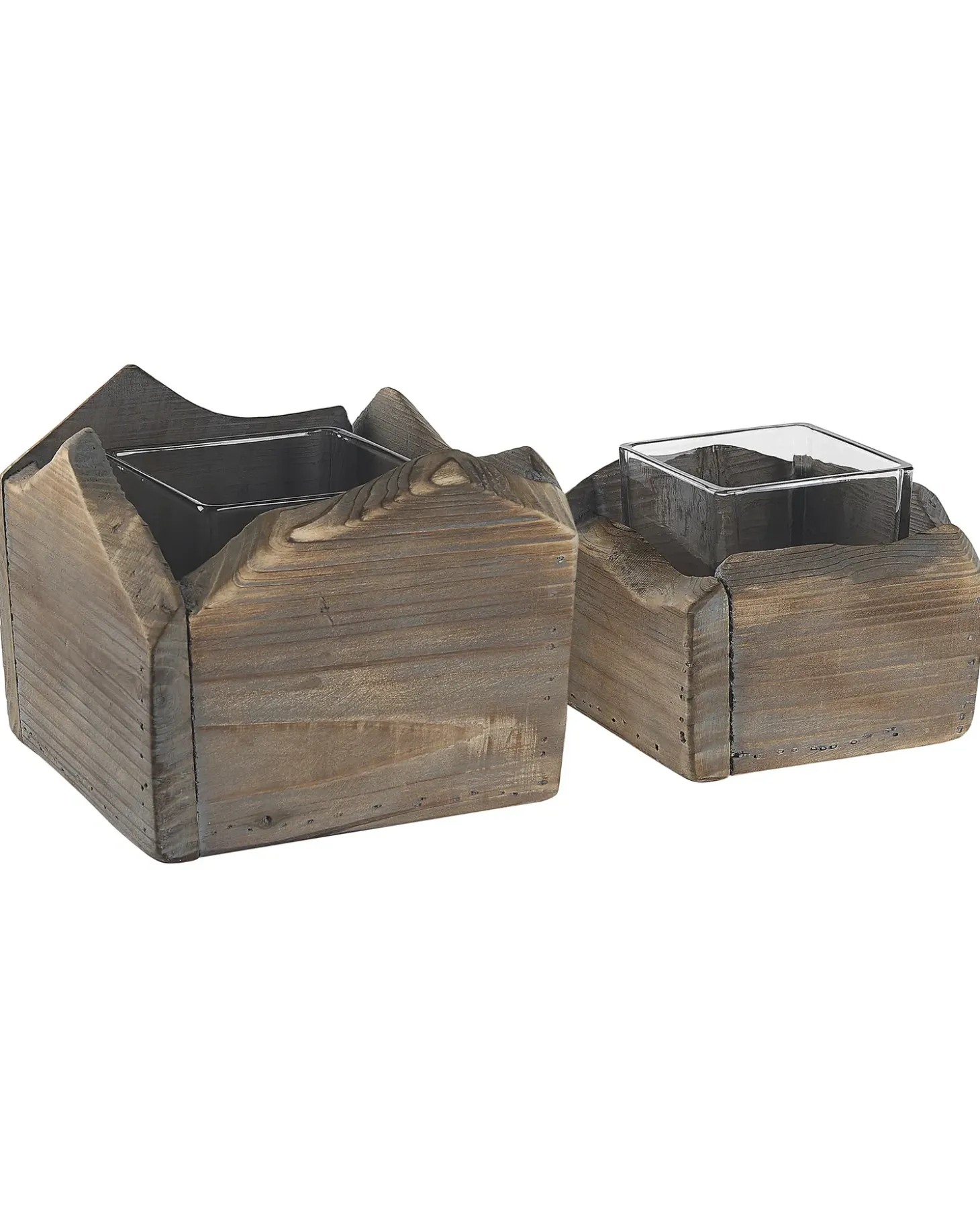 Sæt af 2 lysestager PLATEROS Ædelgran 15/12 cm Mørkebrun