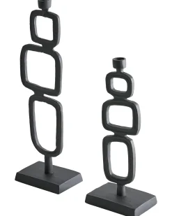 Sæt af 2 lysestager SIPANJE Metal 35/48 cm Sort