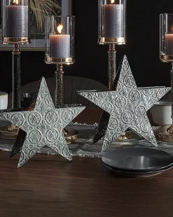 Sæt af 2 lysestager TORNIO Metal 30/26 cm Sølv