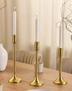 Sæt af 3 lysestager ZIMBABWE Metal 36 cm Guld