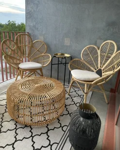 Sæt af 2 påfuglestole FLORENTINE Rattan Naturlig