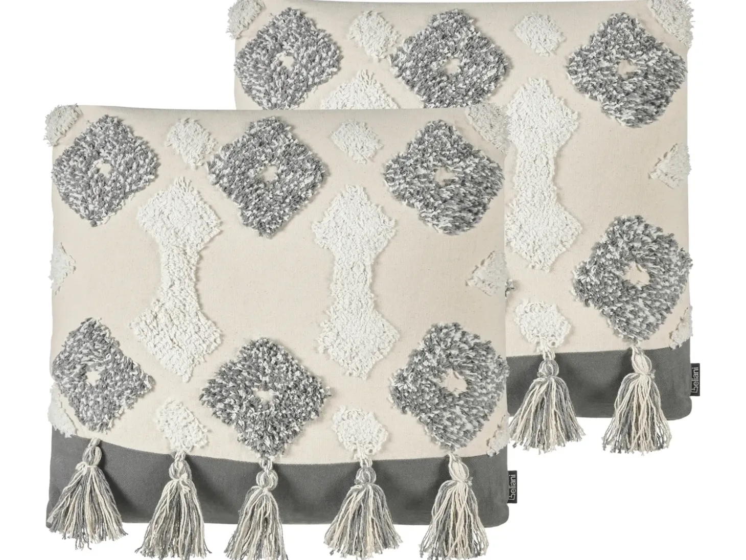 Sæt af 2 pyntepuder ALOCASIA Bomuld 45 x 45 cm Beige Geometrisk mønster