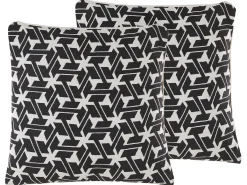 Sæt af 2 pyntepuder ANDIRIN Bomuld 45 x 45 cm Sort Geometrisk mønster