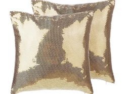 Sæt af 2 pyntepuder ASTER 45 x 45 cm Guld Ensfarvet