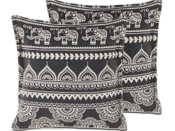 Sæt af 2 pyntepuder ATABAGI Bomuld 45 x 45 cm Sort Orientalsk mønster