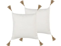 Sæt af 2 pyntepuder AZALEA 45 x 45 cm Lys Beige Ensfarvet
