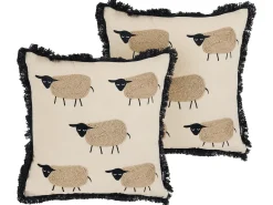 Sæt af 2 pyntepuder BANNU Boucle 45 x 45 cm Beige