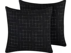 Sæt af 2 pyntepuder BELLFLOWER 45 x 45 cm Sort Geometrisk mønster