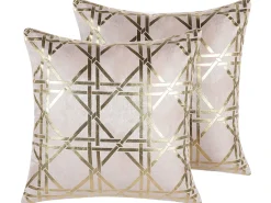 Sæt af 2 pyntepuder CASSIA 45 x 45 cm Lyserød Geometrisk mønster