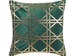 Sæt af 2 pyntepuder CASSIA 45 x 45 cm Mørkegrøn Geometrisk mønster
