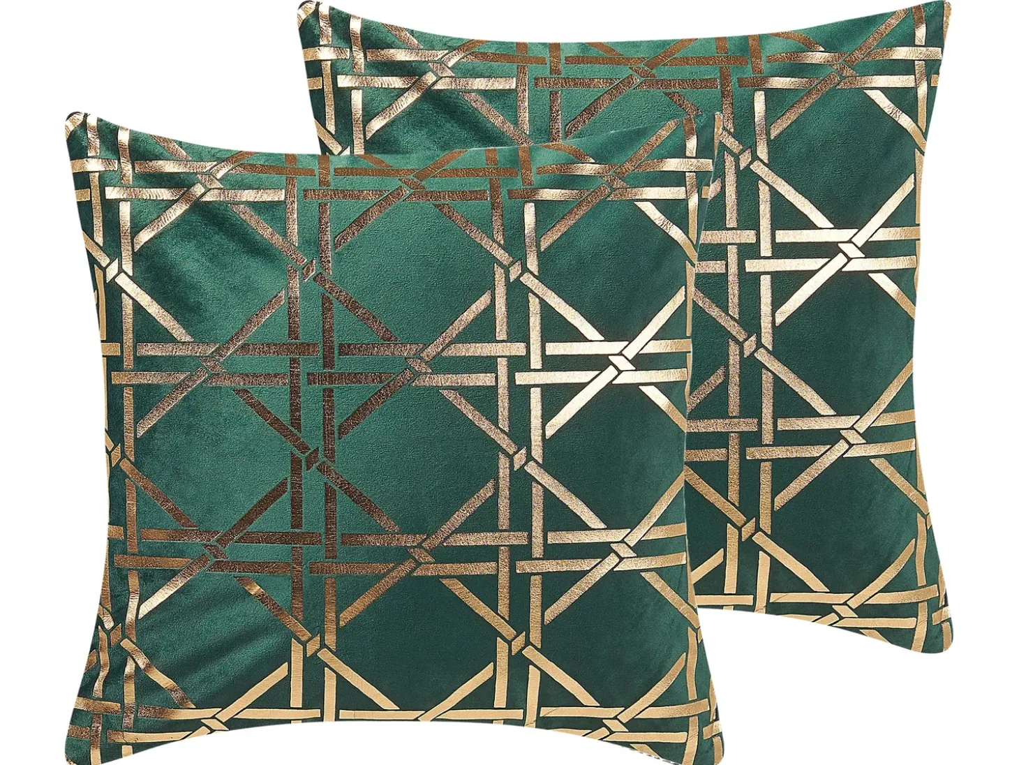 Sæt af 2 pyntepuder CASSIA 45 x 45 cm Mørkegrøn Geometrisk mønster