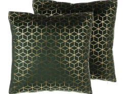 Sæt af 2 pyntepuder CELOSIA Velour 45 x 45 cm Mørkegrøn Geometrisk mønster