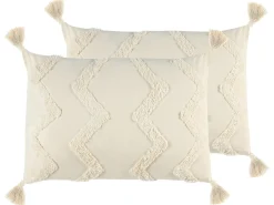 Sæt af 2 pyntepuder CERINTHE Bomuld 40 x 60 cm Lys Beige Chevronmønster