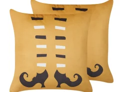 Sæt af 2 pyntepuder COVASNA Velour 45 x 45 cm Orange Abstraktmønster