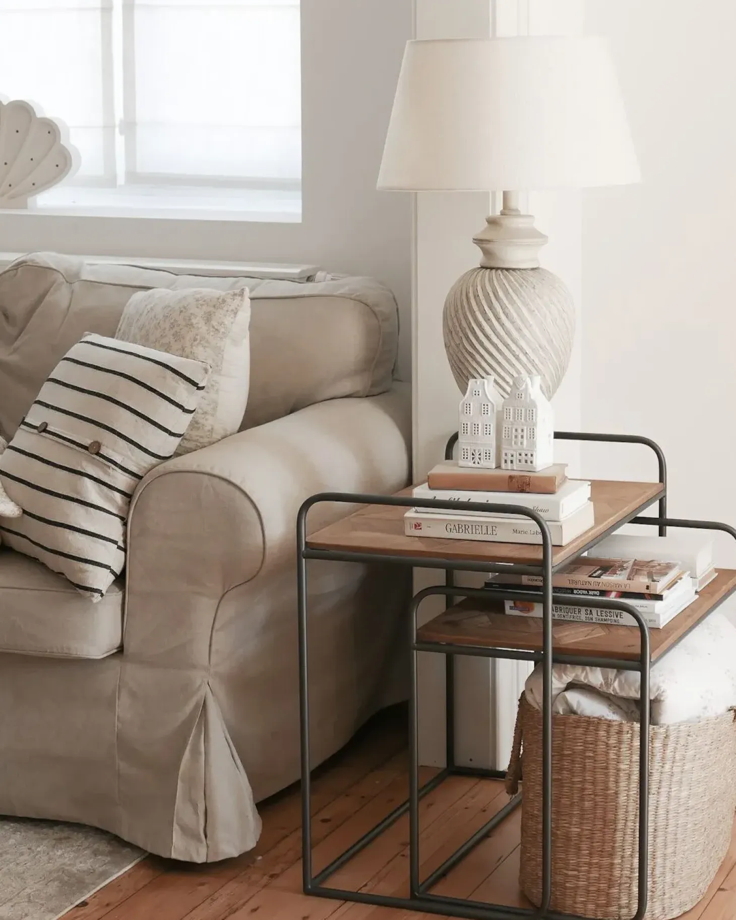 Sæt af 2 pyntepuder CYNARA Bomuld 43 x 43 cm Beige Stribet mønster