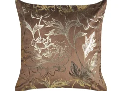 Sæt af 2 pyntepuder DAFFODIL Velour 45 x 45 cm Brun Blomstermønster