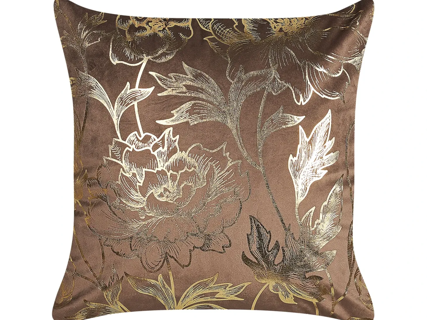 Sæt af 2 pyntepuder DAFFODIL Velour 45 x 45 cm Brun Blomstermønster