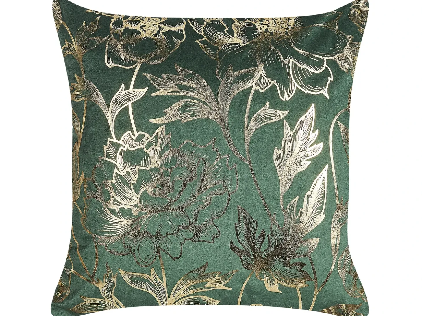 Sæt af 2 pyntepuder DAFFODIL Velour 45 x 45 cm Smaragdgrøn Blomstermønster