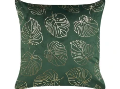 Sæt af 2 pyntepuder DELICIOSA Velour 45 x 45 cm Mørkegrøn Plante mønster