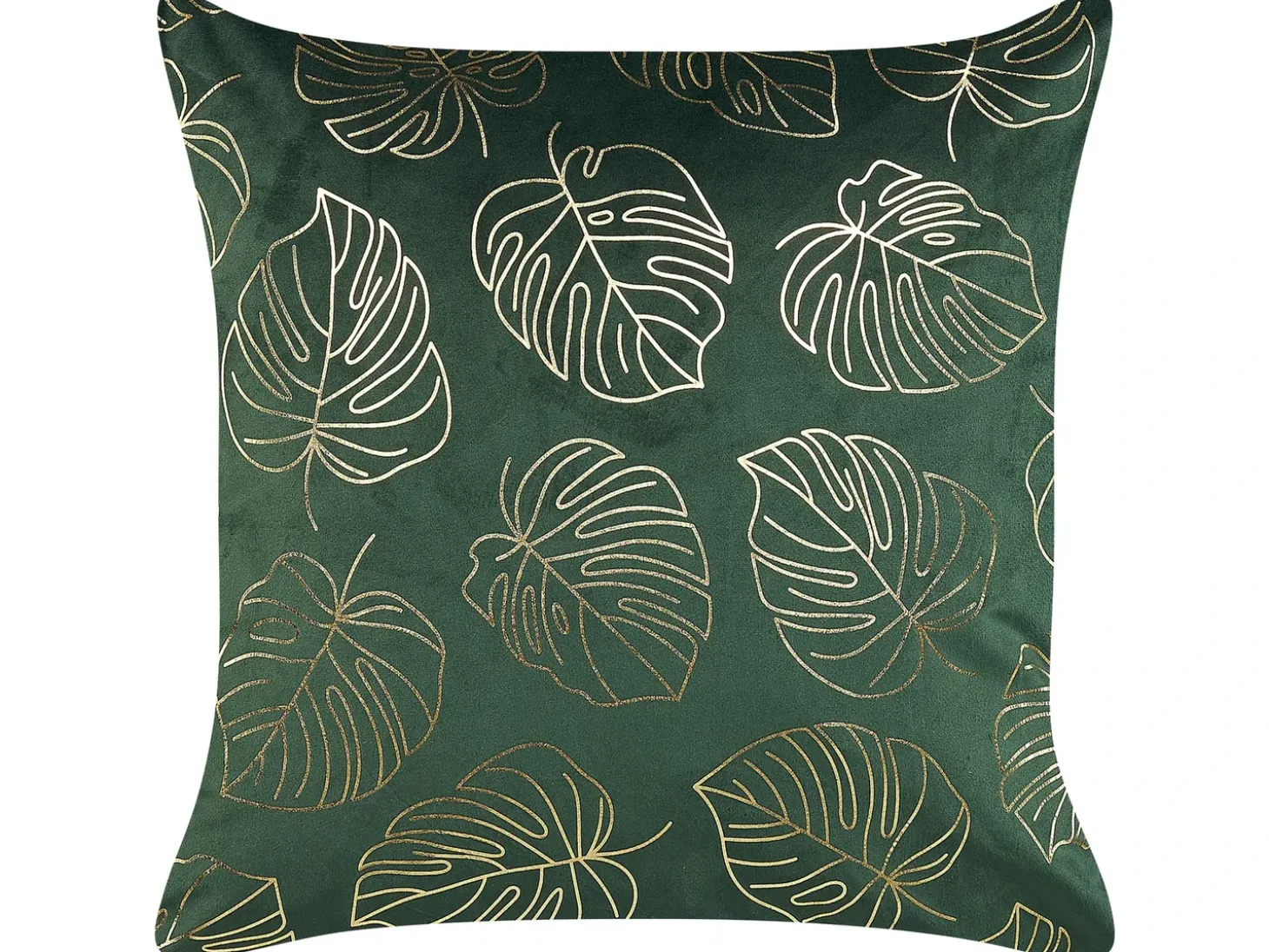 Sæt af 2 pyntepuder DELICIOSA Velour 45 x 45 cm Mørkegrøn Plante mønster