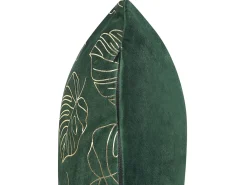 Sæt af 2 pyntepuder DELICIOSA Velour 45 x 45 cm Mørkegrøn Plante mønster