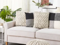 Sæt af 2 pyntepuder ESENKOY Bomuld 50 x 50 cm Lys Beige Geometrisk mønster