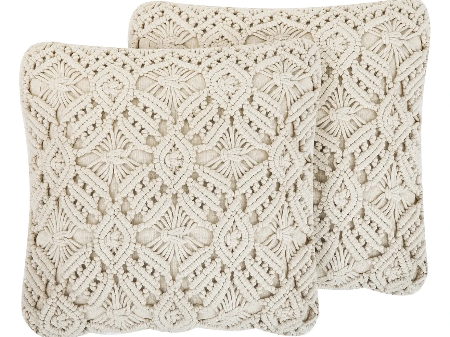 Sæt af 2 pyntepuder ESENKOY Bomuld 50 x 50 cm Lys Beige Geometrisk mønster