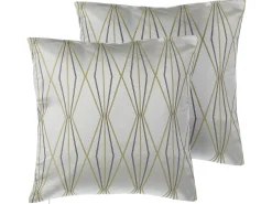 Sæt af 2 pyntepuder FENNEL 45 x 45 cm Hvid Geometrisk mønster