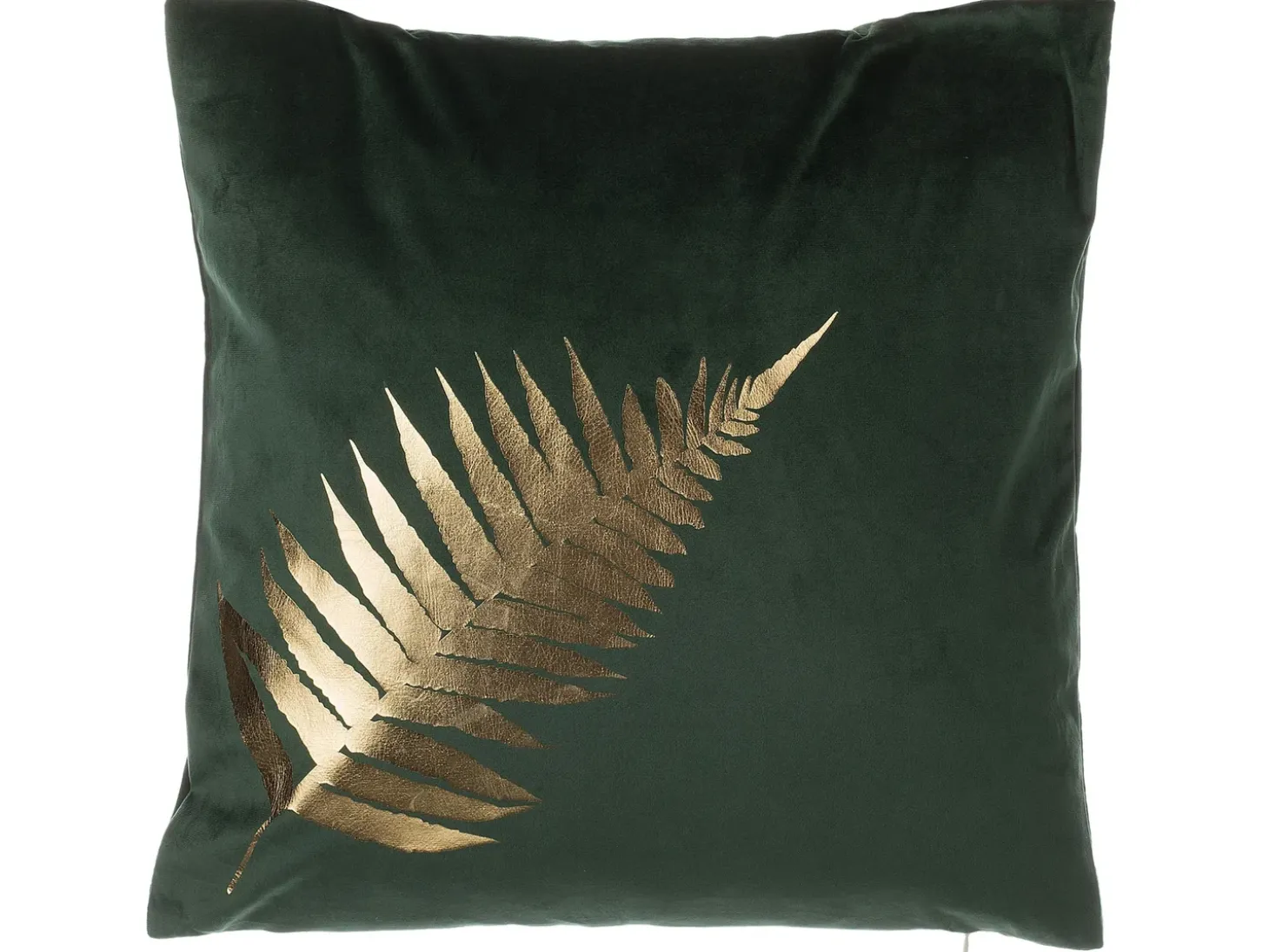Sæt af 2 pyntepuder FERN Velour 45 x 45 cm Mørkegrøn Plante mønster