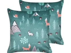 Sæt af 2 pyntepuder FOOTHILL Velour 45 x 45 cm Mintgrøn