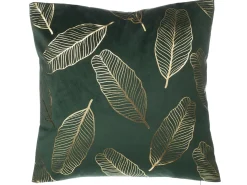 Sæt af 2 pyntepuder FREESIA Velour 45 x 45 cm Mørkegrøn Plante mønster