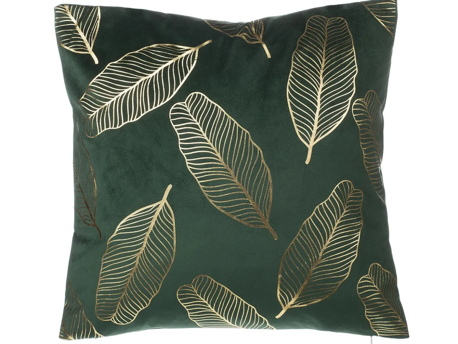Sæt af 2 pyntepuder FREESIA Velour 45 x 45 cm Mørkegrøn Plante mønster