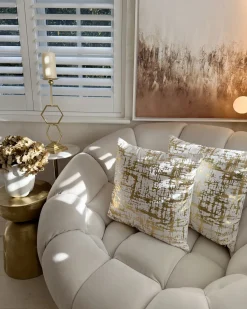 Sæt af 2 pyntepuder GARDENIA Bomuld 45 x 45 cm Guld Abstraktmønster