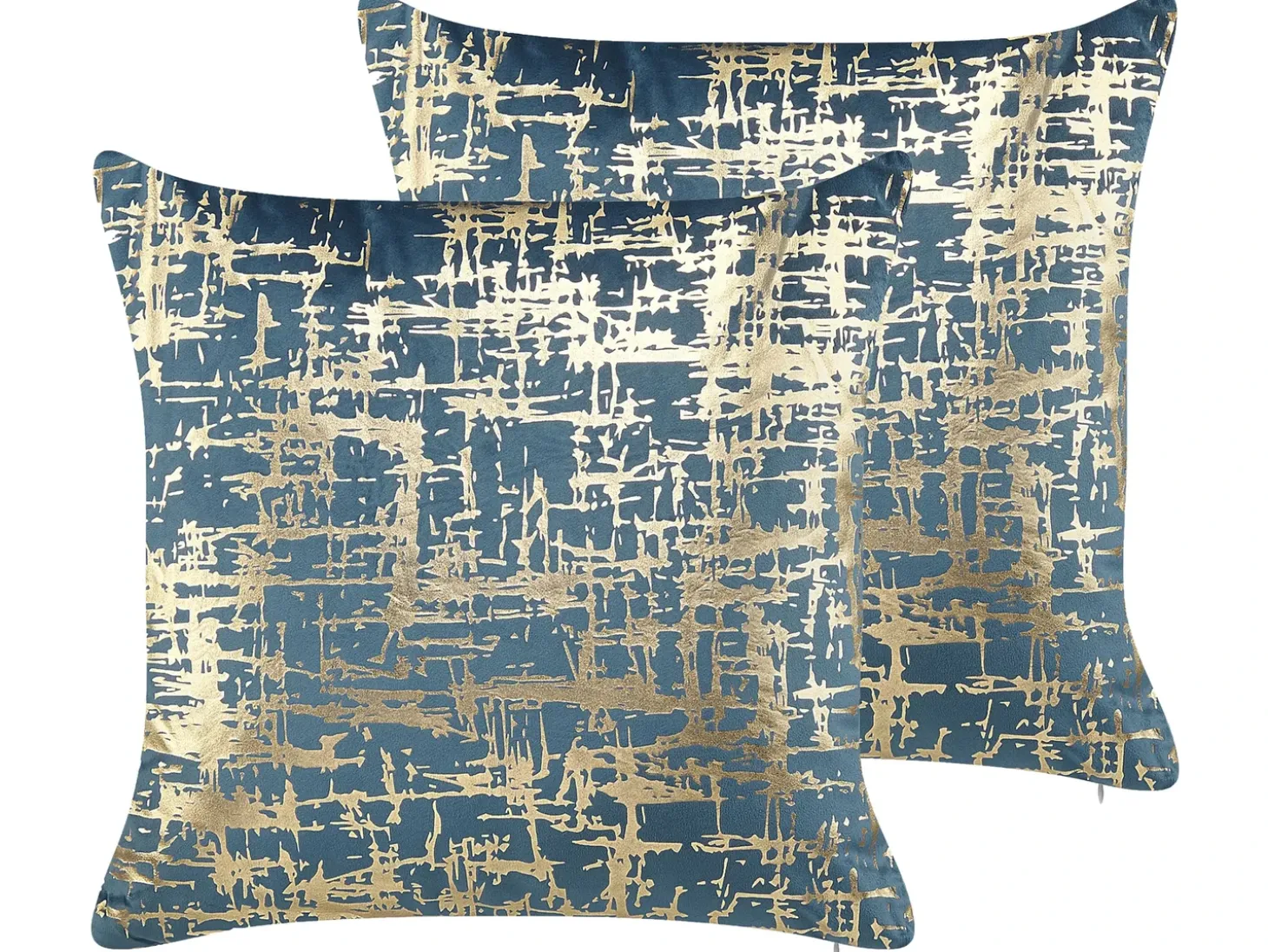 Sæt af 2 pyntepuder GARDENIA Velour 45 x 45 cm Blå Abstraktmønster