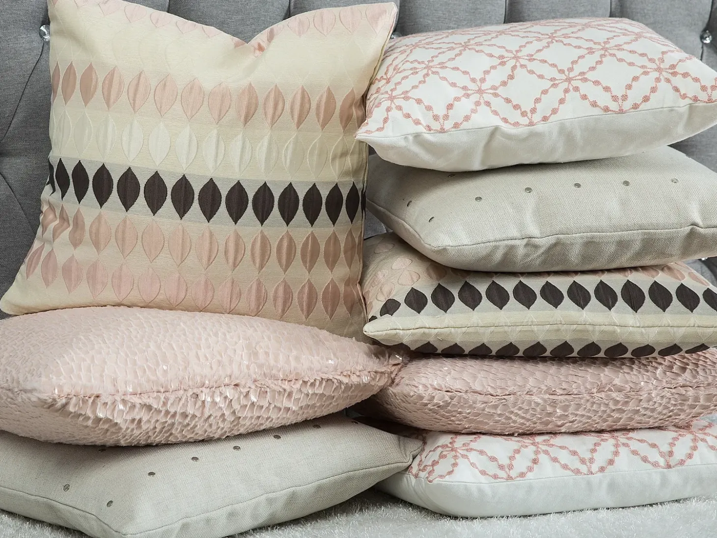 Sæt af 2 pyntepuder GAURA 45 x 45 cm Lys Beige Ensfarvet
