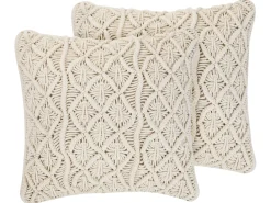 Sæt af 2 pyntepuder GOREME Bomuld 45 x 45 cm Lys Beige Geometrisk mønster